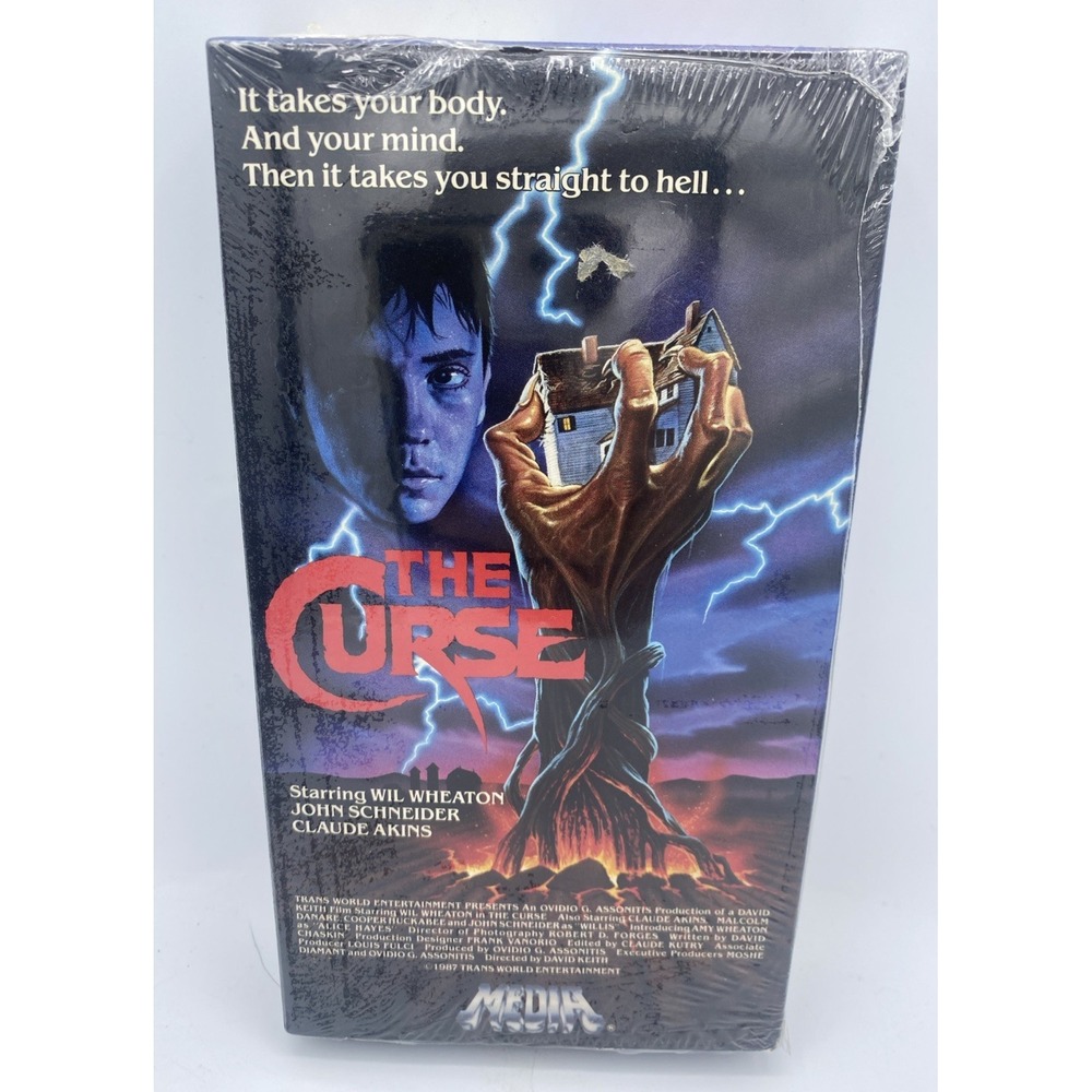 VTG The Curse 1987 Media SEALED W/ Watermarks‎ VHS Opened On Bottom